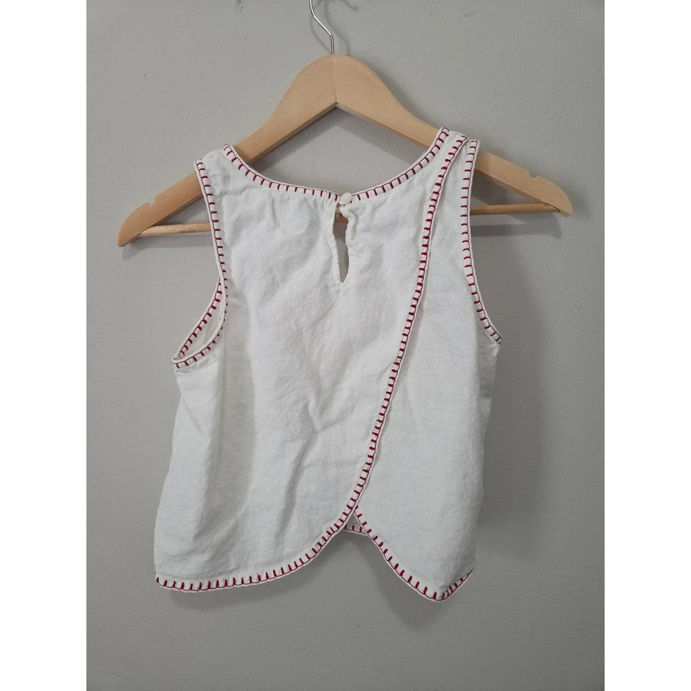 Old Navy Disney Minnie Mouse White Linen Blend Embroidered Tank Top Kid XL 14-16
